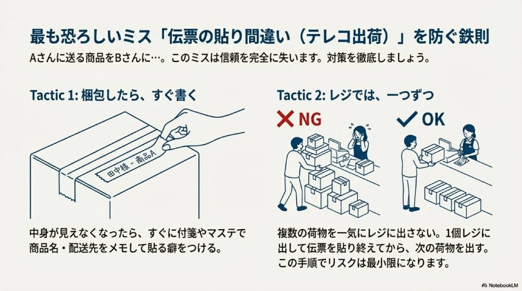 伝票の貼り間違いを防ぐ方法